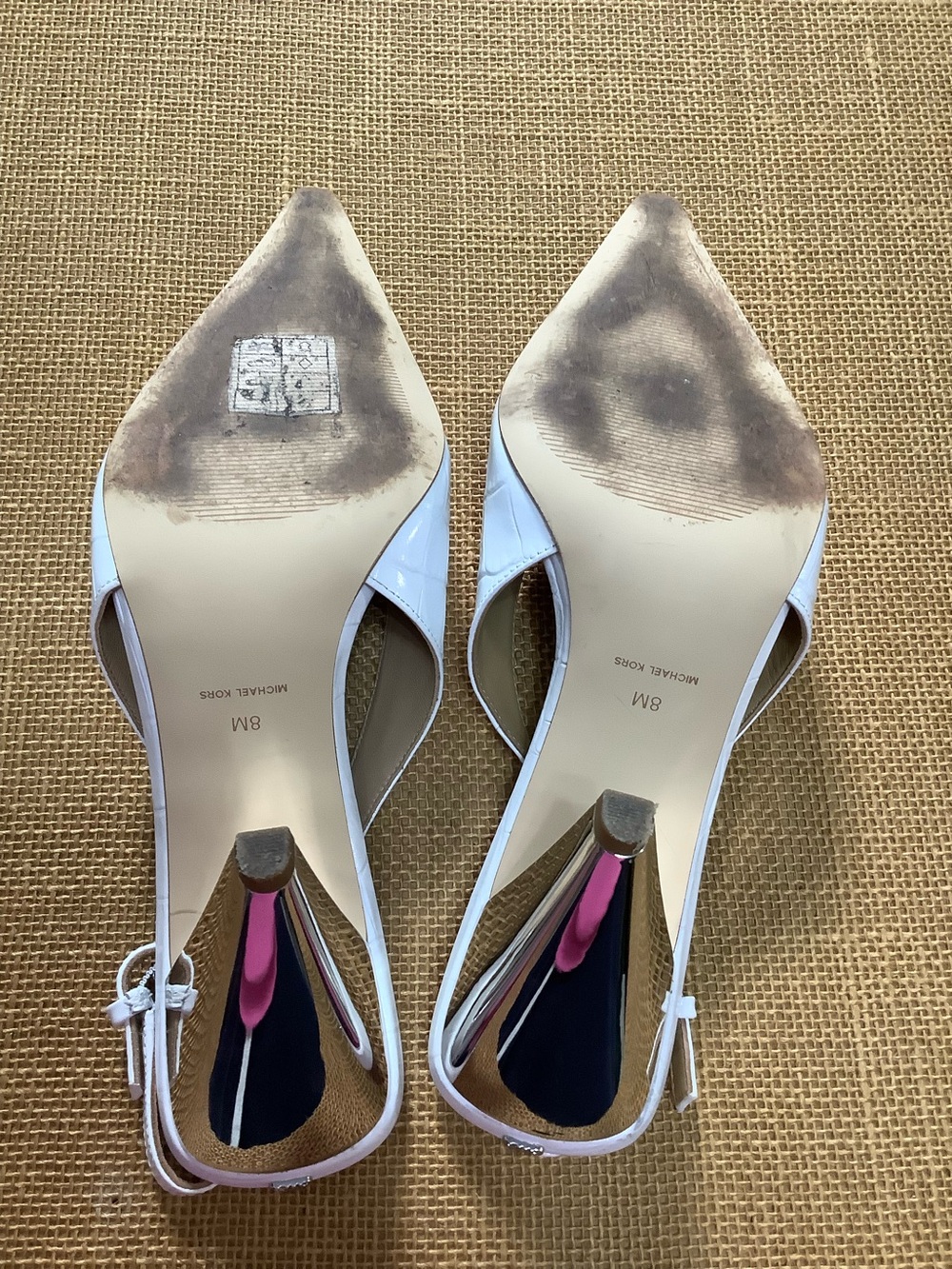 Michael Kors Electra Sling Pump Leather Optic White Size 8M - Picture 3 of 14
